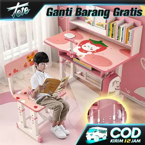 TETE Meja Belajar Anak Sekolah Dasar untuk Rumah Set Meja Menulis yang Dapat Diangkat Turunkan Khusus Meja Kursi Sekolah untuk Tugas Akademis Cocok untuk Semua Jenis Ukuran Rumah Set Meja Belajar Anak Sekolah Dasar Mirip Model Sekolah untuk Rumah Meja