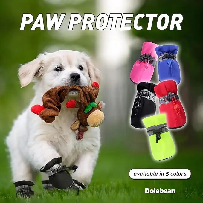 Sepatu Anjing Kecil & Sedang - Pelindung Cakar, Anti-Slip, Booties untuk Permukaan Panas, Warna Biru