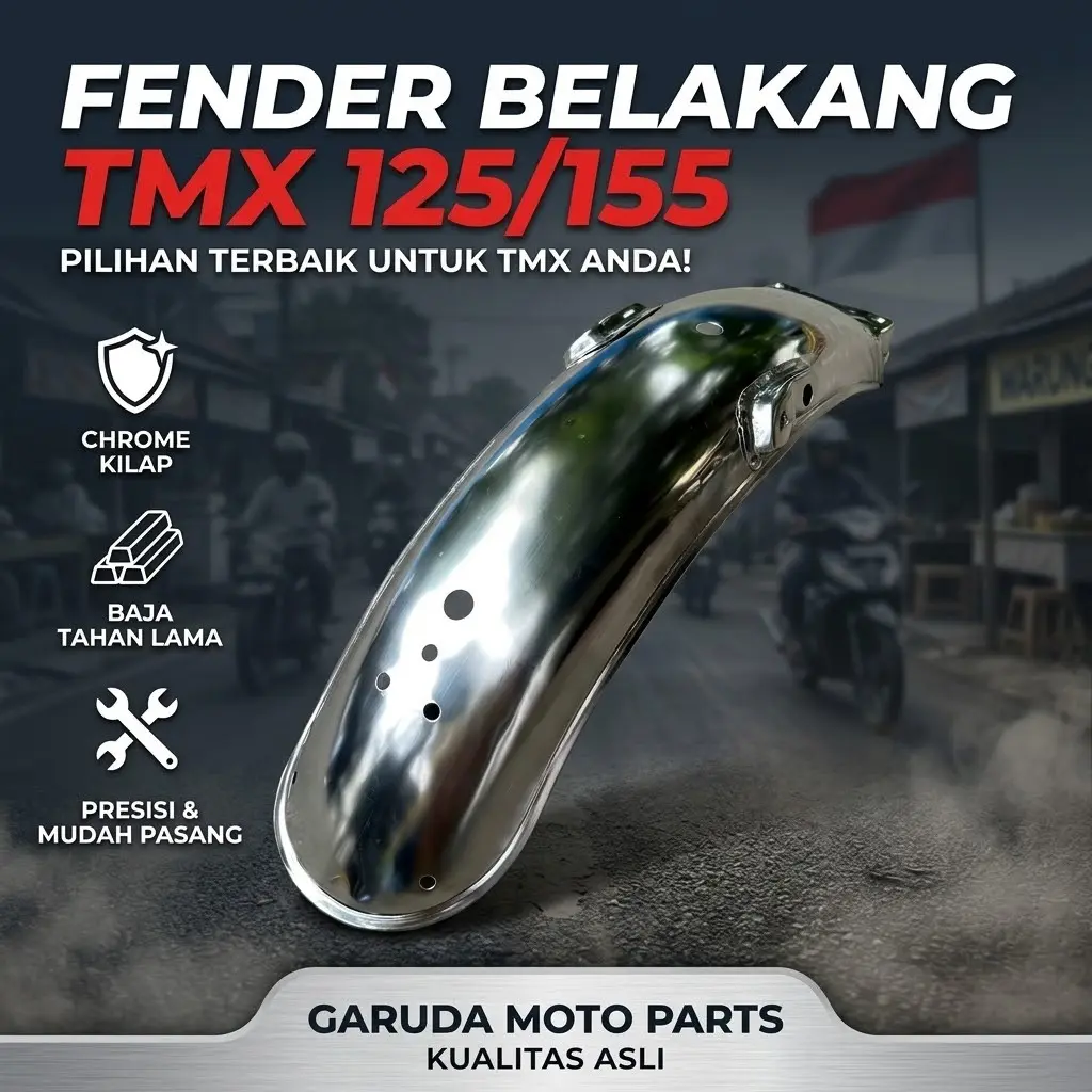 Slebor Belakang Motor TMX 125 155 Presisi PNP Chrome Kilat Mengkilap Pasang Gampang Mudah Variasi Suku Cadang Aksesoris Motor