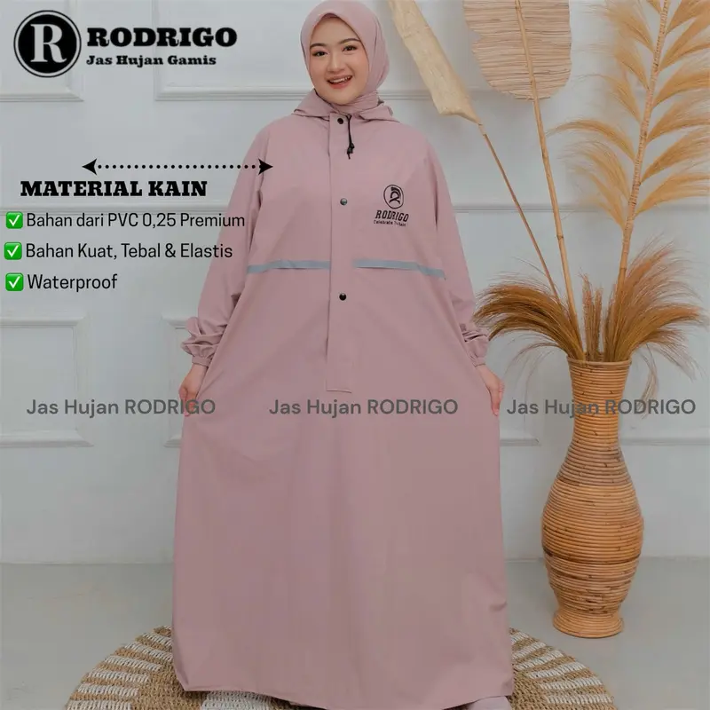 MANTOL JAS HUJAN GAMIS RODRIGO PREMIUM HIJABER JUMBO WATERPROOF TEBAL ELASTIS PVC 2