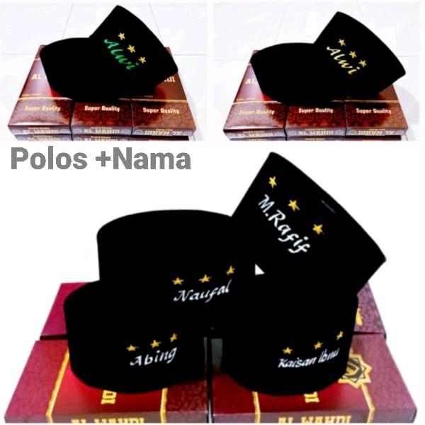 Peci Anak Custom Bordir Nama Songkok Hitam Polos+Nama Muslim - Shop ...