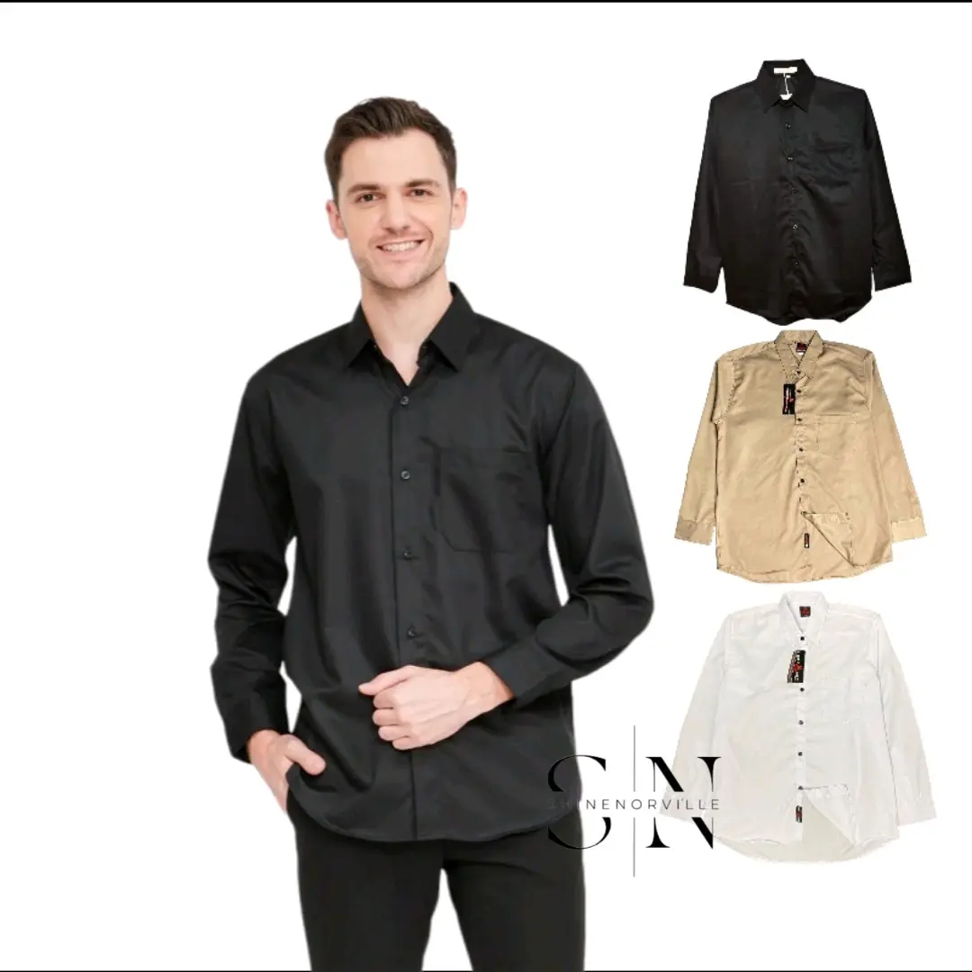 Kemeja Lengan Panjang Polos Bahan Katun Premium Produk Lokal