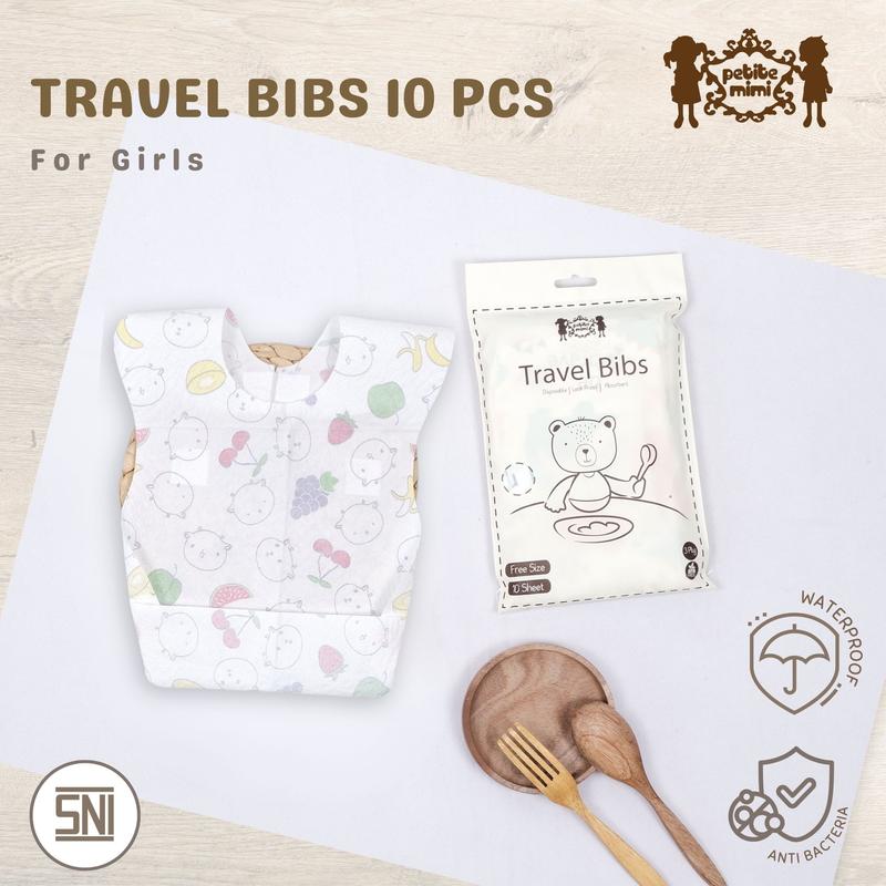 Petite Mimi Travel Disposable Baby Bibs - Celemek Makan Bayi Dapet 10 per Pack - SNI Waterproof 4