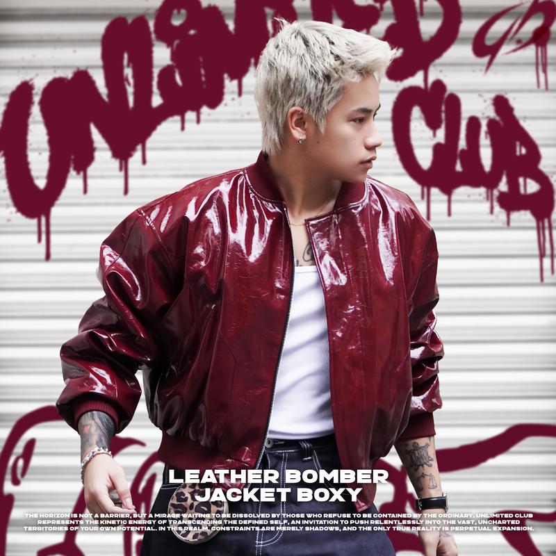 Áo Bomber Da Bóng Form Boxy Khoá Kim Loại - Leather Bomber Jacket Boxy Unlimited