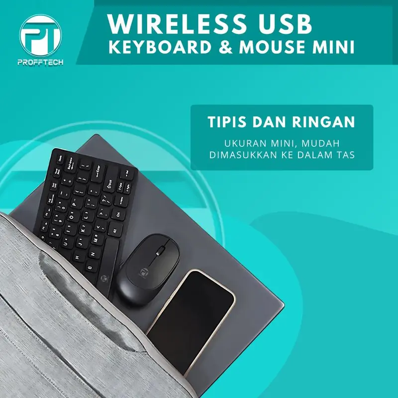 Keyboard Mouse Wireless Combo Profftech MK-03 MK 03 - Keyboard Mini Wireless USB