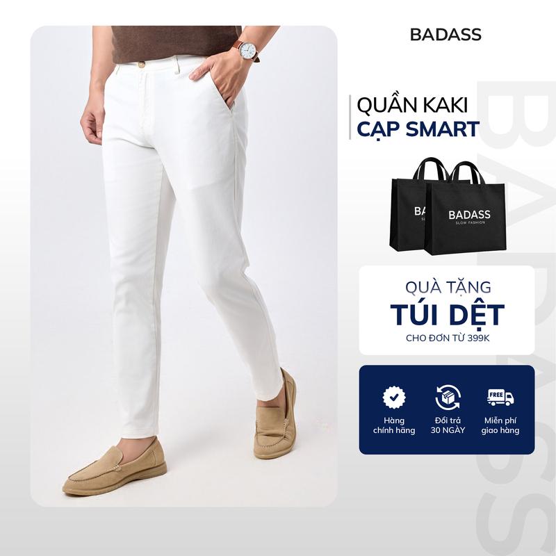 Quần kaki nam BADASS cạp cúc điều chỉnh thẩm mỹ gọn gàng form tapered tôn dáng trẻ trung- QKTTK702
