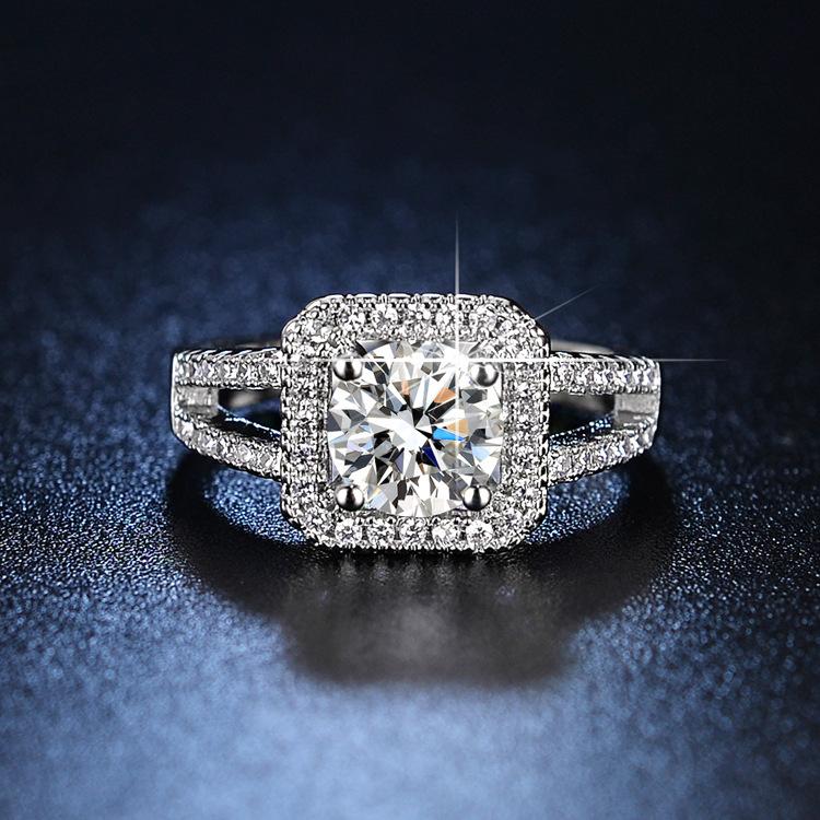 Product Introduction of [Box Package]1pc Luxury White Rings for Women Sparkling Square Engagement Ring Anniversary  Wedding Rings for Women Gift 2