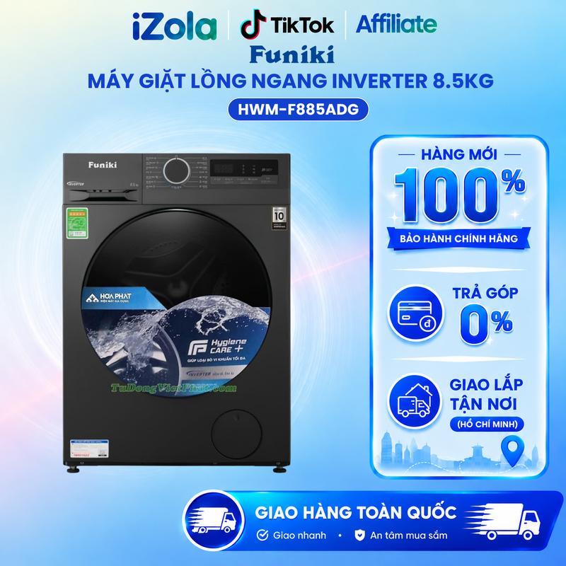 Affiliate - HWM-F885ADG - Máy giặt lồng ngang Funiki HWM-F885ADG Inverter 8.5kg