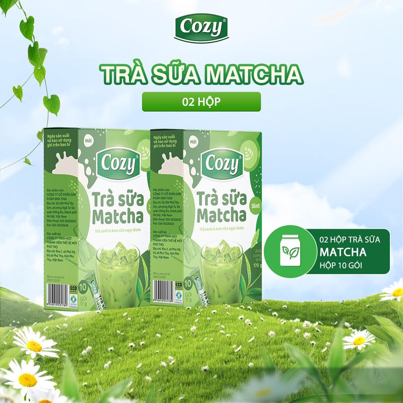 COMBO 2 HỘP - Trà Sữa Matcha Hòa Tan 3in1 Cozy - Thơm Vị Matcha Hộp 10 gói và 18 gói Pha Chế Tiện Lợi - Thức uống giải khát mùa Hè