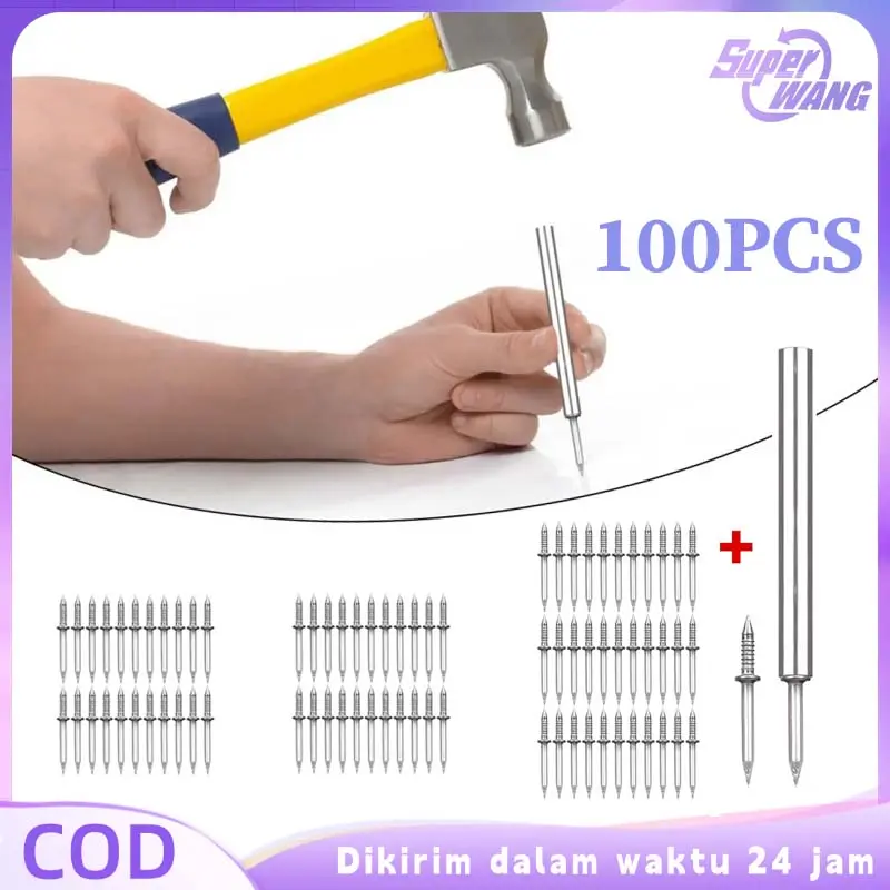 100pcs/Set Paku Double Head Seamless Rivet With Double-Headed Paku Tanpa Kepala Paku Skirting