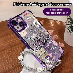 Casing hp Untuk iphone11 12 13 14 15 pro xs xr 14 15 plus 11 12 13 14 15 pro max Xs Max Untuk iPhone 13 lucu model baru kasus telepon Airbag antidrop dengan lanyard kreativitas mode tpu warna gradien KHDDFS206