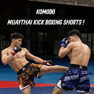 Celana Muay Thai/ Kick Boxing Short/Boxing Shorts/ Mixed Martial Arts Short Full Bordir Unisex - Light and Flexible Satin Polyester