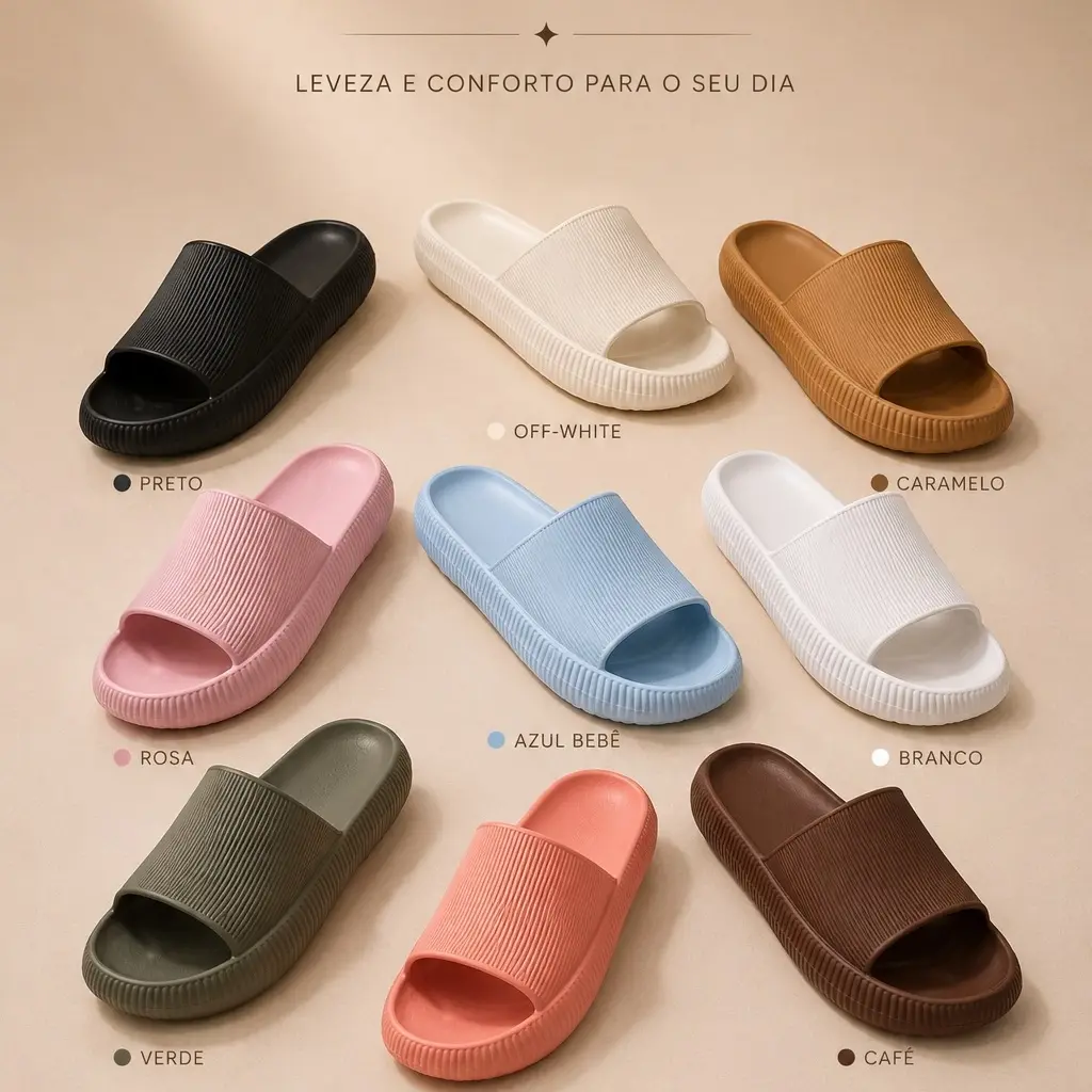 Chinelo Slide Leve e Confortável Unissex Uso Diário Design Ortopédico e Material Flexível