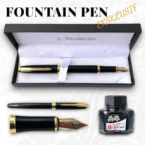 Fountain Pen Ballpoint Tinta Model seperti Parker Mewah Tanda Tangan Kesan Mahal Premium Ekslusif Hitam Pulpen Stationery
