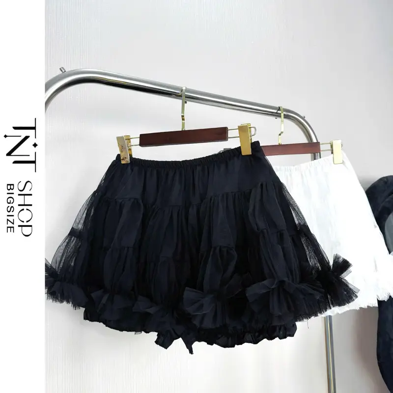 CHÂN VÁY LƯỚI BIGSIZE DÁNG NGẮN LƯNG THUN [TNT SHOP BIGSIZE 60KG 90KG] 1