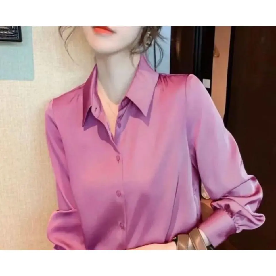 Satin Shirt for Women Spring and Autumn Long Sleeve Autumn Wear 2024 New Office Chiffon Top Design Sense Niche High-End Shirt