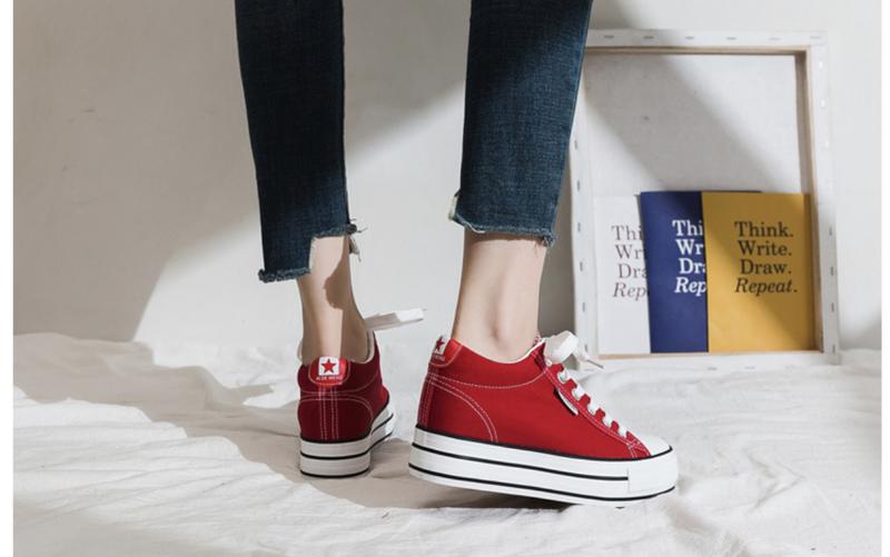 Product Introduction of fashion women shoes canvas platform sneakers white tennis shoes Vulcanize 12