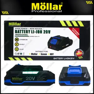 MOLLAR Baterai 20V 2.0A Li-Ion Mesin Cordless Power Tools Battery
