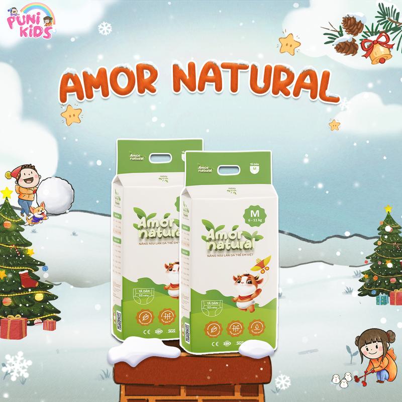 2A KO QUÀ COMBO 02 BỊCH TÃ BỈM VIỆT AMOR NATURAL dán quần bỉm Việt chất lượng mỏng nhẹ thấm tốt size NB - 4XL cho bé