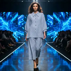 MissTiti Laura Set Blouse Pants Unik Stok Terbatas Setelan Wanita Formal & Casual Nyaman dari Katun Salur