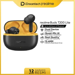 realme Buds T200 Lite ( Up to 48 Hours of playback | 12.4mm Dynamic Bass Driver | Quad-mic Al Deep Call Noise Cancellation)