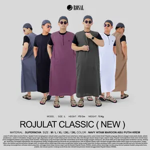 Rojulat Classic ROSAL Rompi Pria Praktis Panjang Seperti Jubah Gamis Nyaman Syar'i untuk Sholat Bahan Katun Supernova Adem Ringan Halus dan Lembut