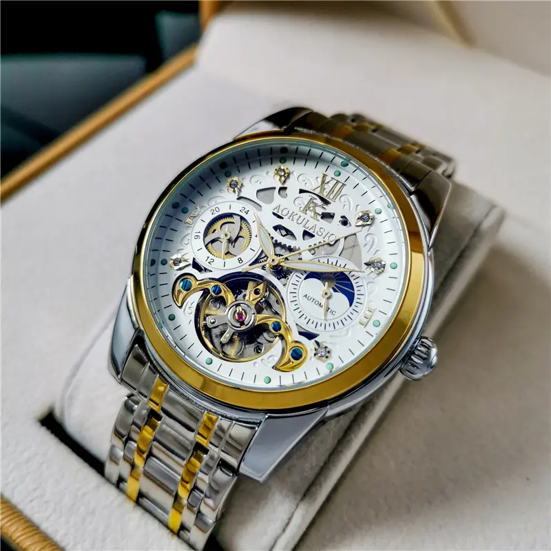 Đồng Hồ Cơ Tự Động, Hàng Mới Về, Dành Cho Nam Giới, Thiết Kế Tourbillon, Rỗng Hai Mặt, Chống Thấm Nước, Dạ Quang Pha Mặt Trăng, Cao Cấp Và Đẹp Trai, Hợp Xu hướng Đeo Tay Watch