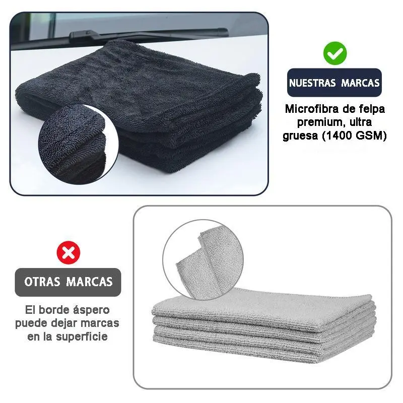 Toalla de Secado para Auto Black Link de Microfibra Premium 1400GSM Superabsorbente de Doble - Foto 3