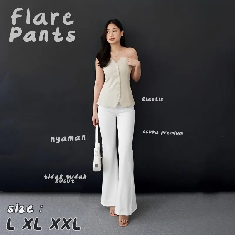 UMY Flare Pants - Highwaist Flare Pants - Highwaist Celana Cutbray Scuba 1