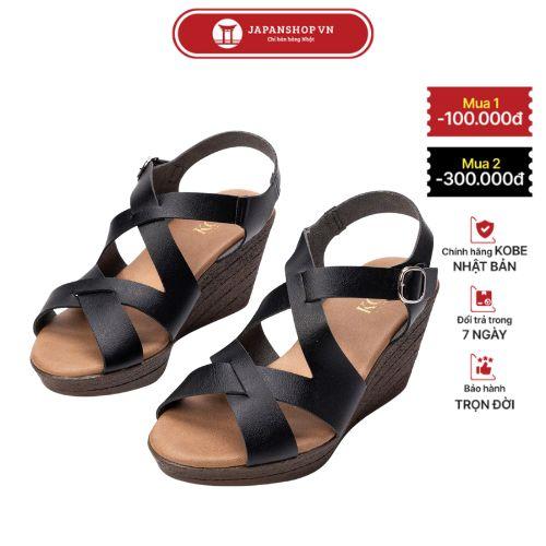 Sandal đế xuồng Kosu quai chéo 8cm K-25M18, xăng đan đế bằng nữ mang nhẹ, êm chính hãng Nhật Bản