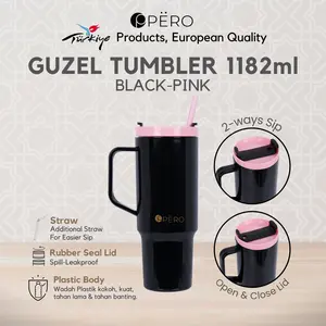 [BEST DEAL] Pero Guzel Tumbler Plastic Permos 1182 ML With Handle / Botol Minum Tumbler Plastic 1182 ML