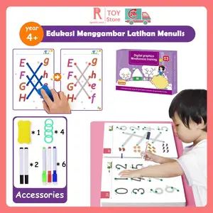 igoods.rose Set Belajar Anak - Buku Ajaib Gambar & Tulis Reusable Buku Edukasi Kontrol Pena|Magical Tracing Workbook Reusable