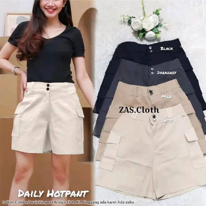 Daily hot pant wanita polos celana pendek remaja perempuan katun pinggang karet 4
