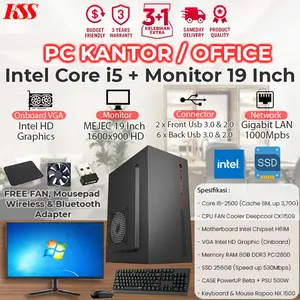 PC Rakitan Kantor Core i5 SSD 256GB Monitor Lengkap Kantor Bergaransi Siap Pakai
