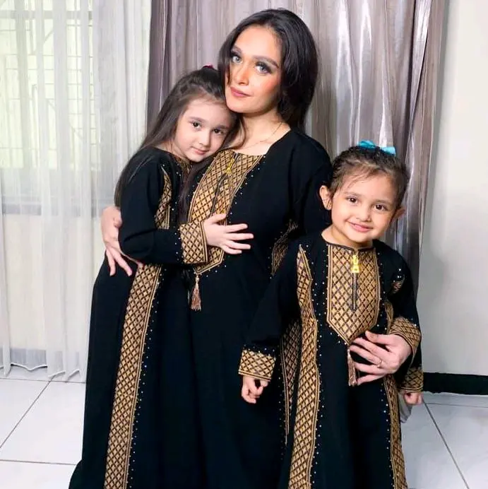 Abaya GULCE Couple Ibu Dan Anak Hitam Bordir Busui Dress maxi gamis wanita muslimah lebaran murah elegant remaja kekinian lokal 3