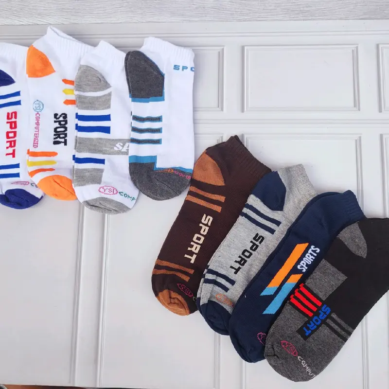 (New Sport) Paket 12 Pasang Kaos Kaki Pendek Pria Wanita Dewasa Remaja Motif Sport Semata Katun Tebal 3