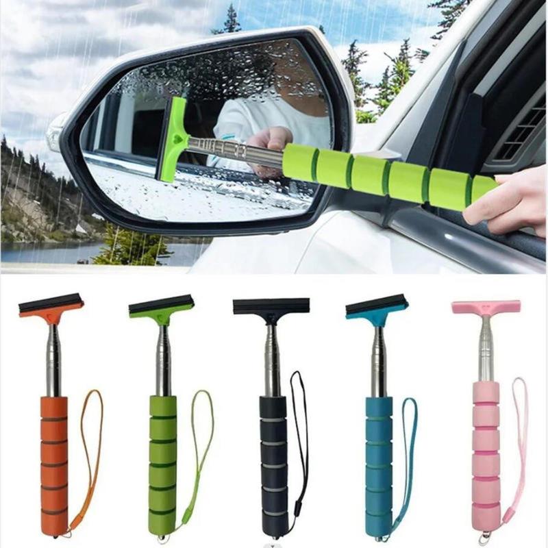 Product Introduction of Car Rearview Mirror Wiper Stainless Steel Telescopic Retractable Layered Brush Head Window Wash Cleaning Brush Handheld Wiper 9