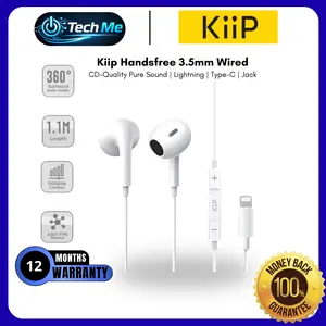 KiiP Headset Handsfree 3.5mm Type C Lightning Wired Headset Kabel Anti Delay Earphone HD Call Hs