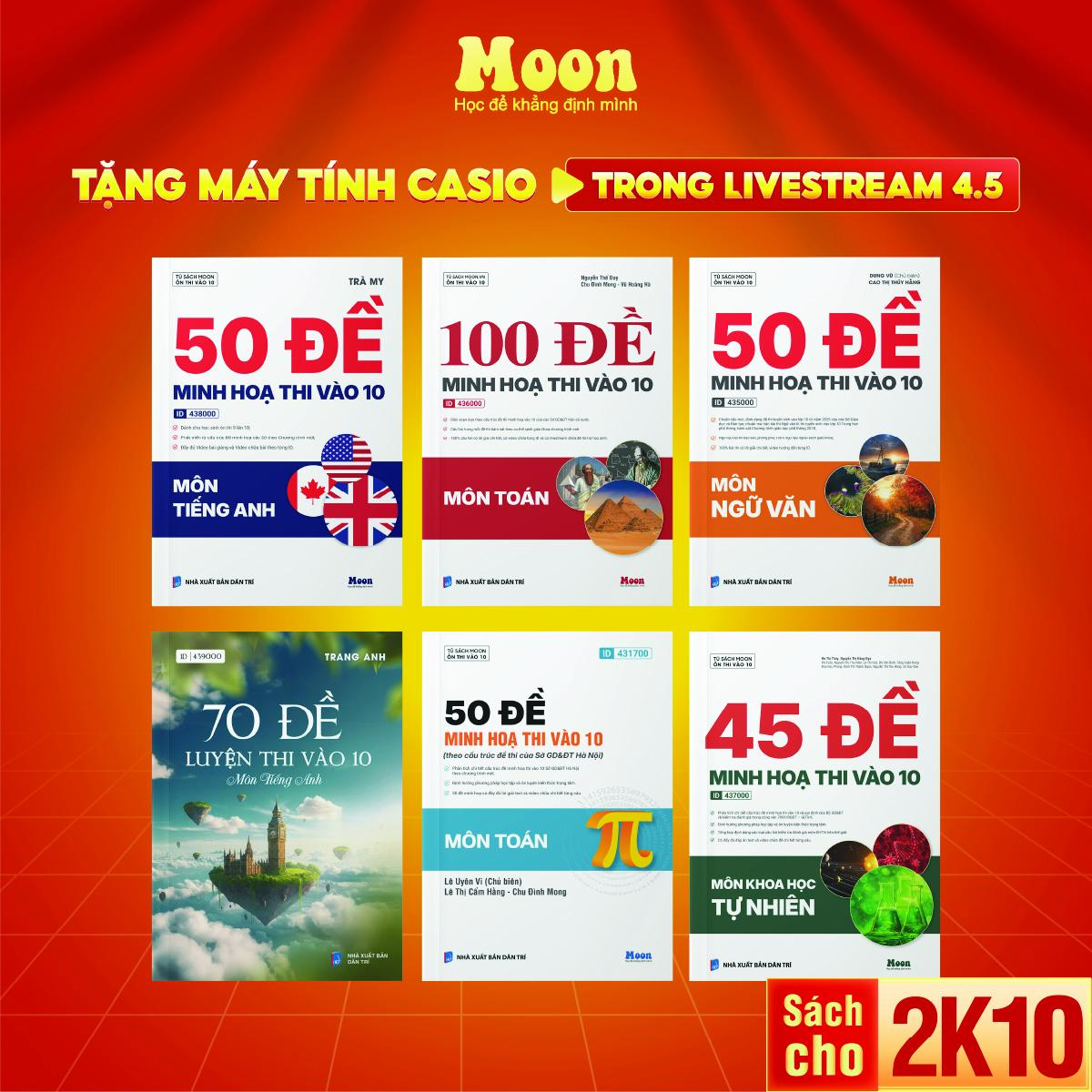 Combo sách ôn thi vào 10, đề minh họa luyện vào 10 cho 2K10 moonbook