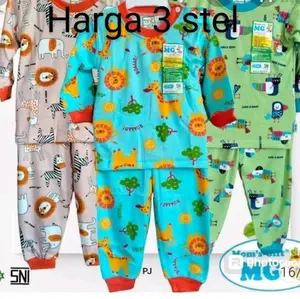3 stel baju tidur mom,s gift lengan panjang untuk anak perempuan dan laki-laki