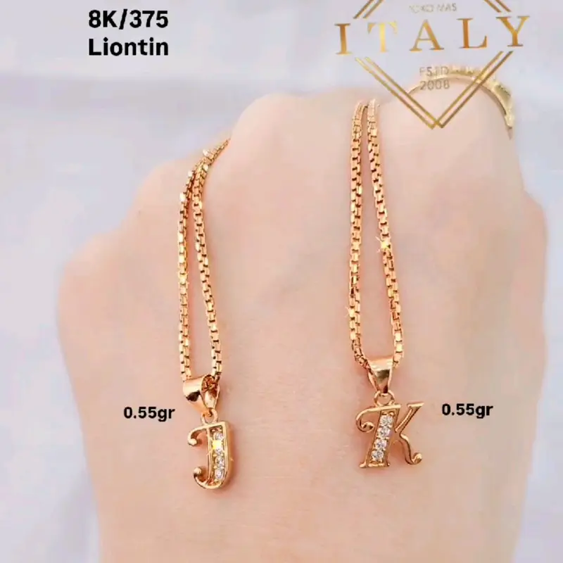 Liontin Kalung Bola Huruf P Putih Abjad 4