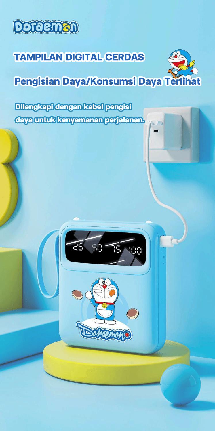 Doraemon 120W Powerbank Ponsel 30000mAh motif Kartun 4 Kabel Bawaan Kapasitas Besar Ultra Tipis & Portabilitas Kompak