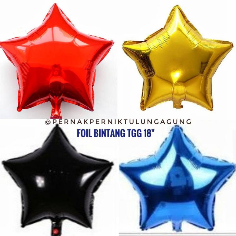 Balon Foil Bintang 10 inchi - Foil Star merah, gold, biru tua, silver, rose gold, hijau, ungu, pink, biru muda 1