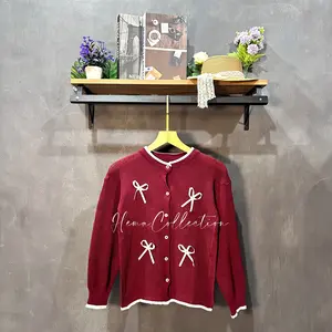 MONICA CROP Cardigan Atasan Wanita Rajut KOREAN Style knitwear cardigan rajut tali pita Kardigan Panjang Baju Top Kancing