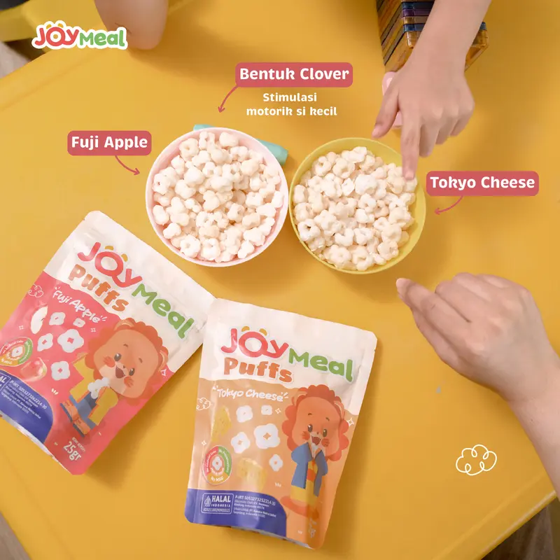 JoyMeal Puffs 25 gr | Cemilan Anak Snack Sehat Berenergi Rasa Khas Jepang Tokyo Cheese & Fuji Apple 3