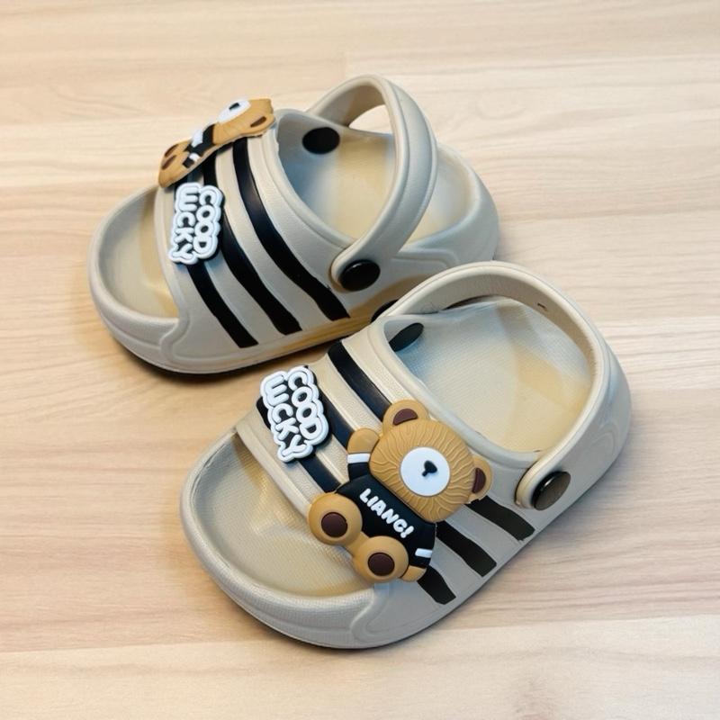 Dép bánh mì thiết kế kẻ sọc ngang cho bé trai bé gái có quai sau hở mũi siêu dễ thương