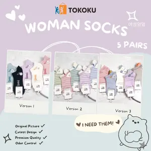 [ 5 Pasang ]Kaoskaki Matakaki Premium Kaoskaki Cewe Kaoskaki Fashion Korea Cewek Lembut Nyaman Kaus Kaki Wanita Motif Semata Kaki kaos pendek 07