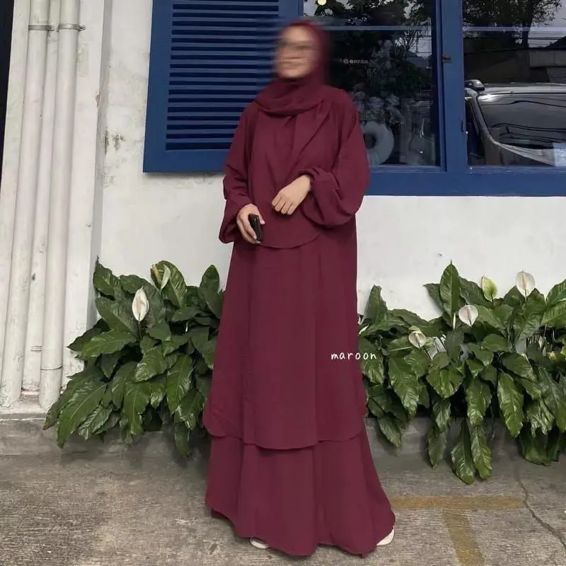 One Set Hameda Setelan Tunik Dan Rok Wanita Terbaru Crincle Airflow Size L XL XXL Jumbo Polos Bumil Busui 5