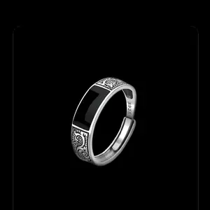 Cincin Titanium Pria Tahan Karat Model Elegan Hadiah Silver All Size Rings