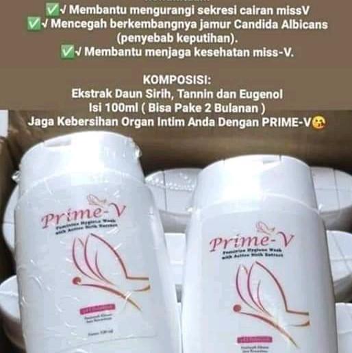 1 BOTOL PRIME V SABUN PEMBERSIH KEWANITAAN ISI 100ML Feminine Hygiene Pencerah Keputihan Gatal daun 6